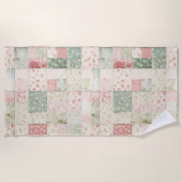 Westliche Minz-Rosa Blumen-Quiltmuster Strandtuch