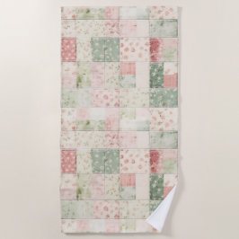 Westliche Minz-Rosa Blumen-Quiltmuster Strandtuch