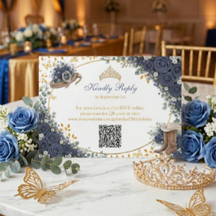 Westliche Navy-Blauen Rosen Goldenes Land Quinceañ RSVP Karte