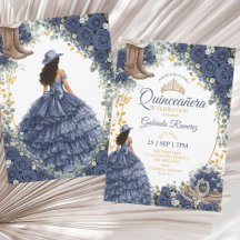 Westliche Navyblaue Rosen Goldene Country Quinceañ