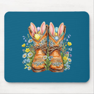 Westliche Oster-Cowboystiefel Hasenohren howdy Mousepad