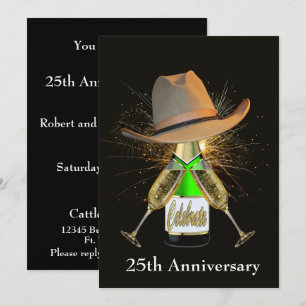 Westliche Party Champagner und Cowboy Hut Maßanfer Einladung