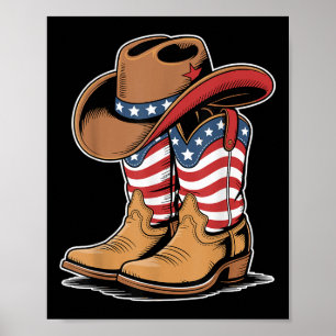 Westliche patriotische amerikanische Flagge Cowboy Poster