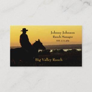 Westliche Ranch Cowboy Sonnenuntergang Visitenkart Visitenkarte