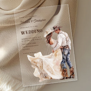 Westliche Ranch-Hochzeitseinladung Acryleinladungen