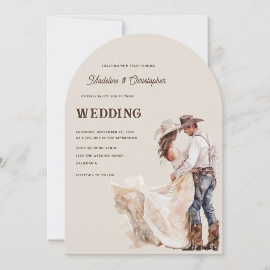 Westliche Ranch-Hochzeitseinladung Einladung (Vorderseite)