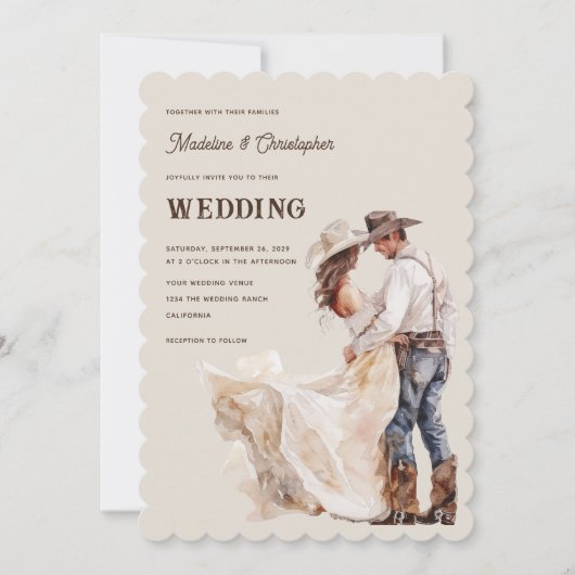 Westliche Ranch-Hochzeitseinladung Einladung (Vorderseite)