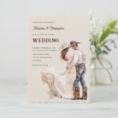 Westliche Ranch-Hochzeitseinladung Einladung (Stehend Vorderseite)