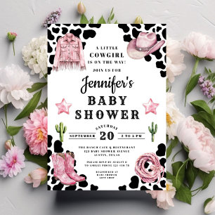 Westliche rosa Cowgirl-Baby-Party Einladung