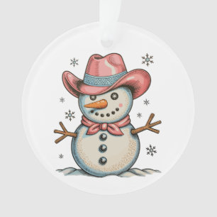 Westliche rosa Cowgirl-Schneemann-Weihnachten Xmas Ornament