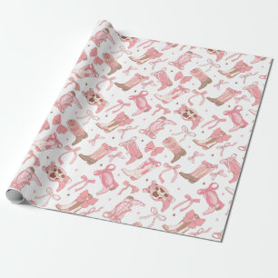 Westliche rosa Rodeostiefel mit Schleifen Brautpar Geschenkpapier