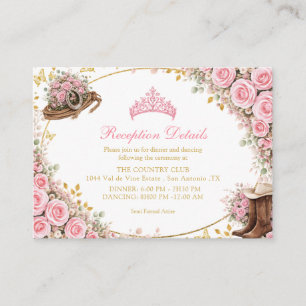 Westliche rosa Rosen Goldenes Land Quinceañera Begleitkarte