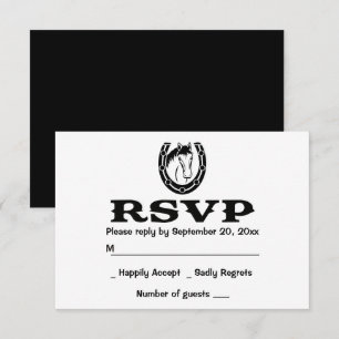 Westliche RSVP Schwarze Hochzeit Pferd Land Hufeis Einladung