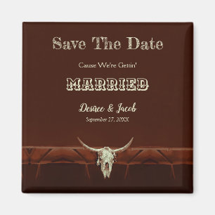 Westliche rustikale Hochzeit Bullenschädel Save-th Magnet