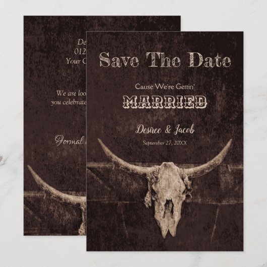 Westliche rustikale Hochzeit Vintage Save The Date (Vorne/Hinten)