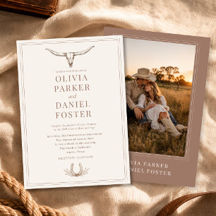 Westliche Rustikale Landhochzeit Foto Einladung