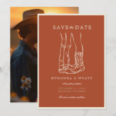 Westliche Rustikale Moderne Cowboy-Stiefel Foto Save The Date (Vorne/Hinten)
