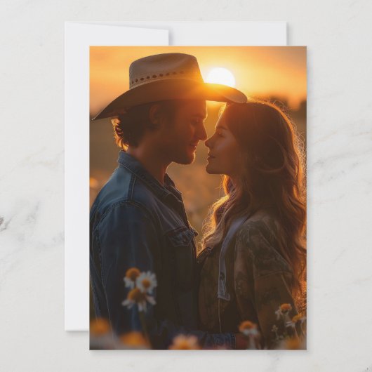 Westliche Rustikale Moderne Foto Save the Date  (Rückseite)