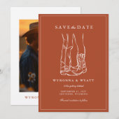 Westliche Rustikale Moderne Foto Save-the-Date-Kar Save The Date (Vorne/Hinten)