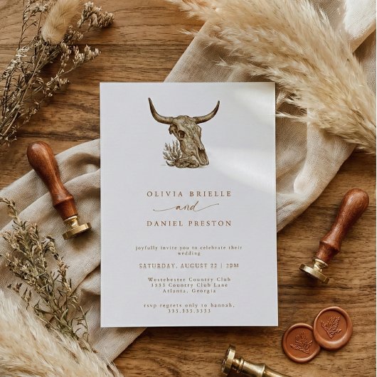 Westliche Rustikale Pampasgras Boho Hochzeit Einladung