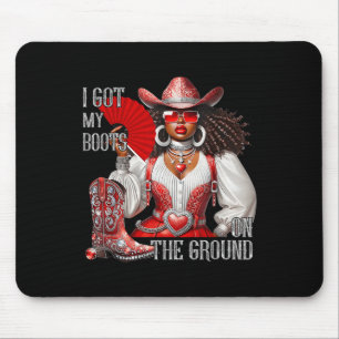 Westliche schwarze Cowgirl-Hut-Stiefel Ich habe me Mousepad