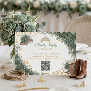 Westliche Smaragdgrüne Goldene Country Quinceañer RSVP Karte