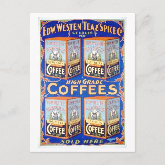 Westliche Tee/Gewürz/Kaffee Vintage Werbung Postkarte (Vorderseite)