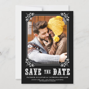 Westliche Typografie-Foto-Rahmen Save-the-Date Magneteinladung