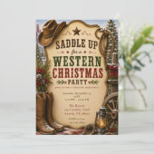 Westliche Weihnachtsfeier Einladung (Stehend Vorderseite)