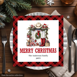 Westliche Weihnachtsservietten im Farmhouse-Karo-M Serviette