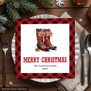 Westliche Weihnachtsservietten rot-schwarz rustika Serviette