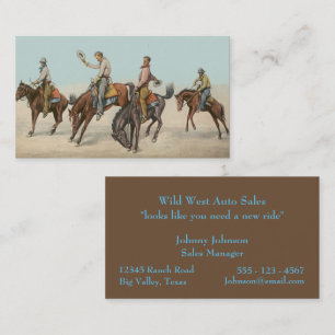 Westliche Wilde Westen Cowboys Buckende Pferde Visitenkarte