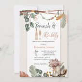 Westlicher Boho-Brunch und prickelnde Brautparty Einladung (Vorderseite)