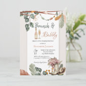 Westlicher Boho-Brunch und prickelnde Brautparty Einladung (Stehend Vorderseite)