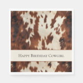 Westlicher brauner Creme-Rindleder-Geburtstag Serviette (Vorderseite)