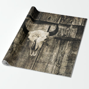 Westlicher Bullenschädel Rustikale Scheunen Holz S Geschenkpapier