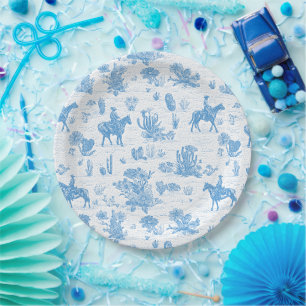Westlicher Cowboy-Pferd-Kaktus-Wüsten-Toile Pappteller
