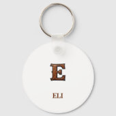 Westlicher geprägter Lederinitial-Monogramm E Schlüsselanhänger (Rückseite)