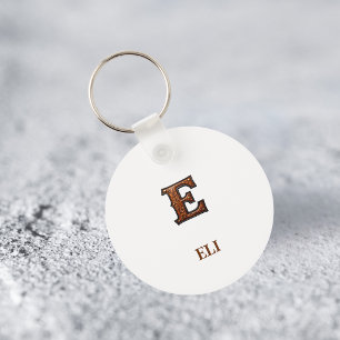 Westlicher geprägter Lederinitial-Monogramm E Schlüsselanhänger