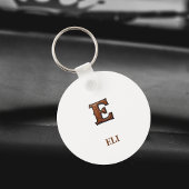 Westlicher geprägter Lederinitial-Monogramm E Schlüsselanhänger