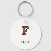 Westlicher geprägter Lederinitial-Monogramm-F Schlüsselanhänger (Vorderseite)