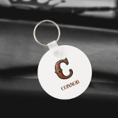 Westlicher geprägter Lederinitial-Monogramm-Schlüs Schlüsselanhänger