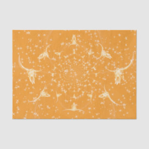 Westlicher Gold Mädchen Glitter Kuh Schädel Abstra Seidenpapier