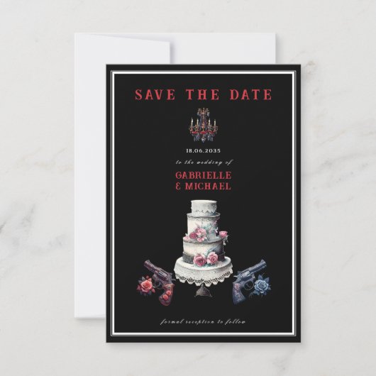 Westlicher Goth-Noir-Alternativer Save-The-Date-Te Save The Date (Vorderseite)