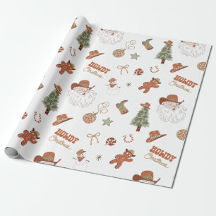 Westlicher Howdy Weihnachts Cowboy Santa Geschenkpapier
