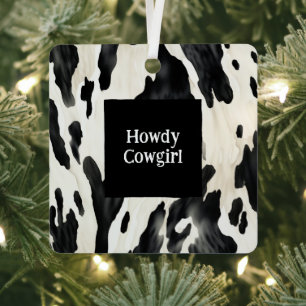 Westlicher Landwirt Tier Kuh Land Weihnachten Ornament Aus Metall
