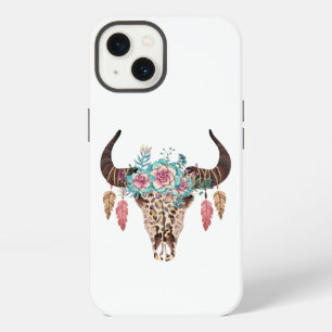 Westlicher Leoparden-Druck Blumen-Stier iPhone 13 Hülle