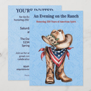 Westlicher Ranch-Geist Patriotische US 250 Feier Einladung