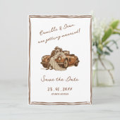 Westlicher Rustikaler Boho-Foto-QR-Code Save-the-D Einladung (Stehend Vorderseite)