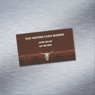 Westlicher Rustikaler Brauner Stierschädel Landrod Magnetische Visitenkarte